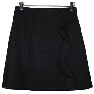 Women's J. Crew Wool Ruffle Mini Skirt G9148 Black Wool Zip Up Mini Skirt Size 0